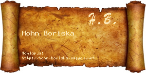 Hohn Boriska névjegykártya